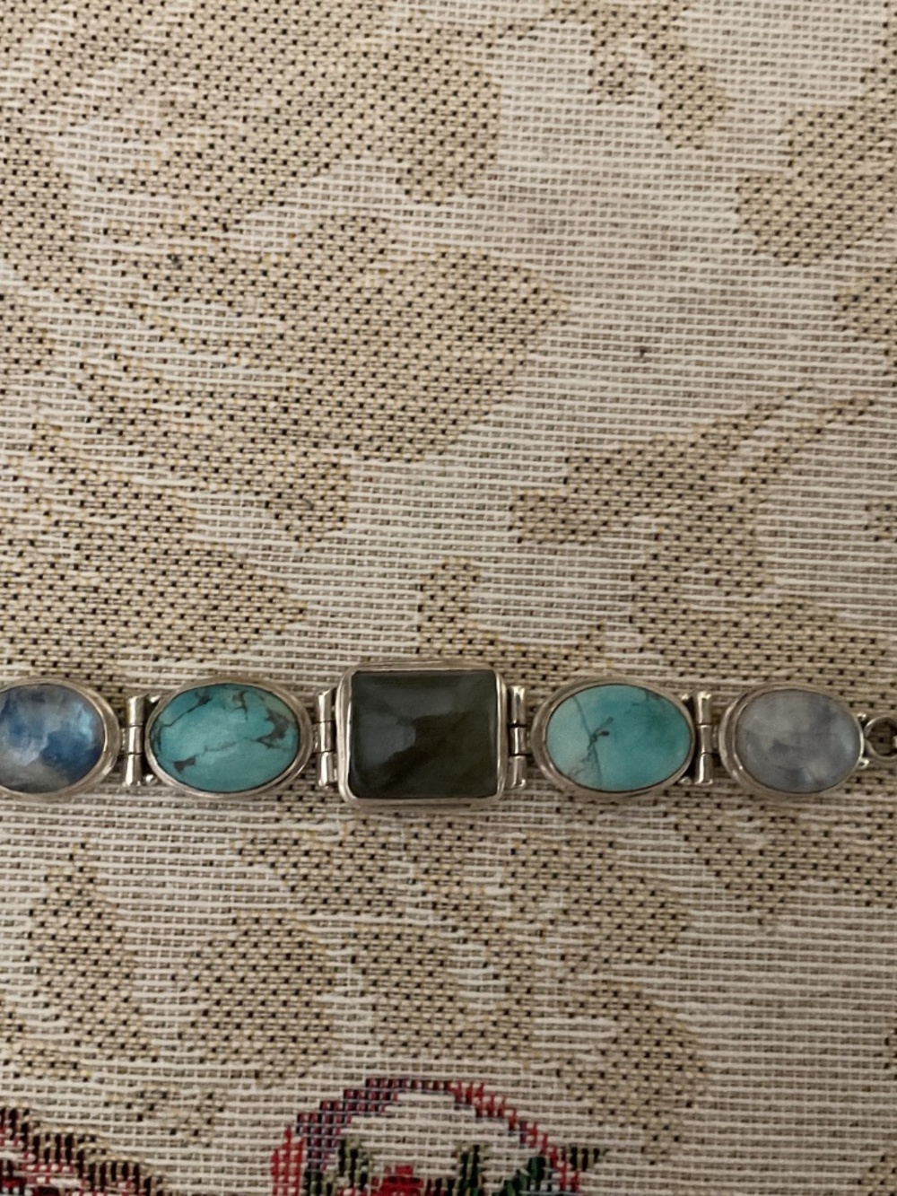 NWOT Sterling Silver 925 Turquoise Labradorite Moon Stone Bracelet - Picture 14 of 15